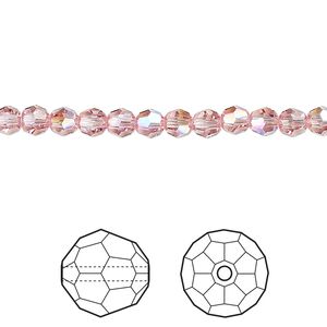 Bead 720pk light rose shimmer, Swarovski® 4mm round 5000