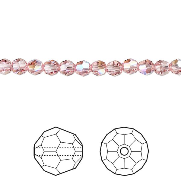 Bead 720pk light rose shimmer, Swarovski® 4mm round 5000 image number 0