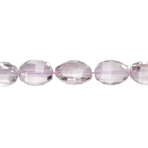 Bead, lavender amethyst (natural), 10x7mm-12x8mm hand-cut faceted oval and faceted puffed oval, B+ grade, Mohs hardness 7. Sold per 8-inch strand. image number 0