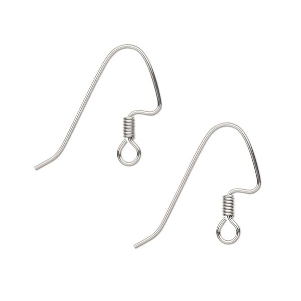 Ear wire fishhook 1pkg1000, 18mm angular / 3mm coil / perfect balance / open loop, 21 gauge stainless steel 500 pair image number 0