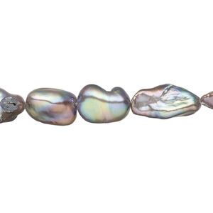 Freshwater pearl 1pkg1, freeform, 15 inch silver peacock 8x7mm-15x8mm cultured