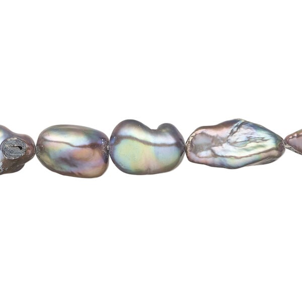 Freshwater pearl 1pkg1, freeform, 15 inch silver peacock 8x7mm-15x8mm cultured image number 0