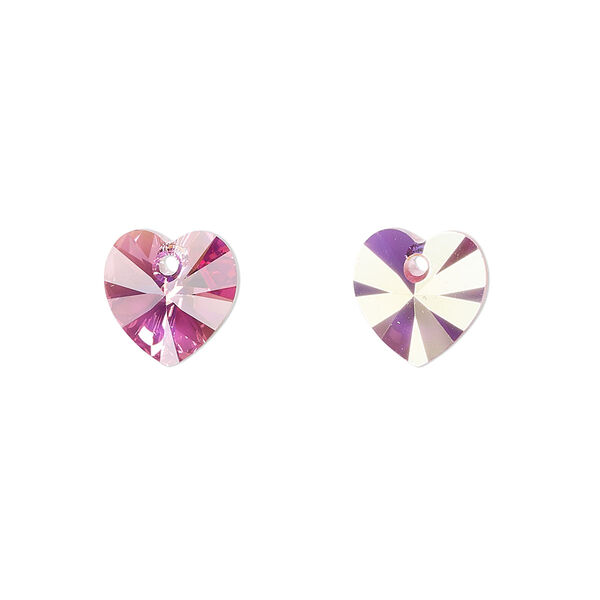Drop 24pk rose AB, Crystal Passions® 10mm pendant heart 6228 image number 0