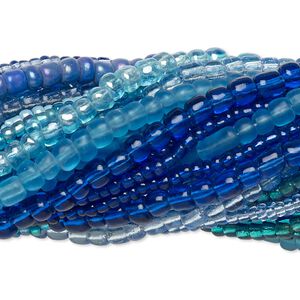 Seed bead mix, glass, pkg/(20)14inch, #6 round, mixed mixed colors.