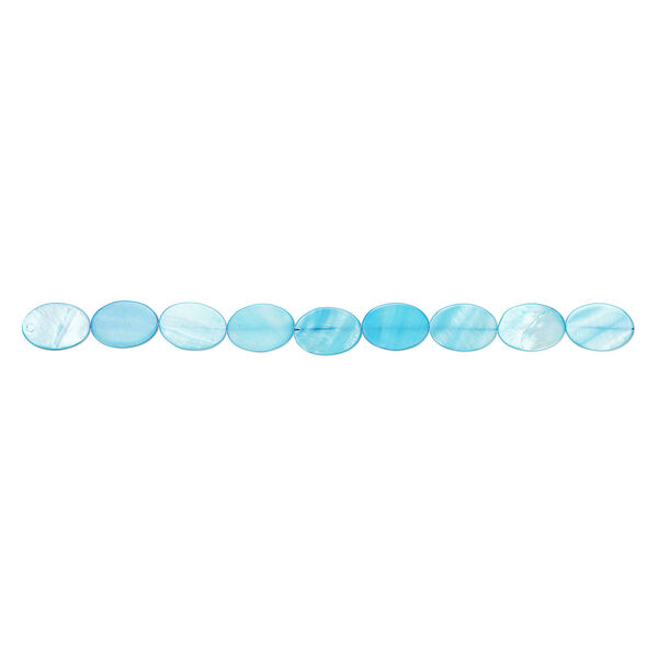Mother-of-pearl shell 1pkg1, flat oval bead 15 inch sky blue 25x17mm-26x19mm image number 1
