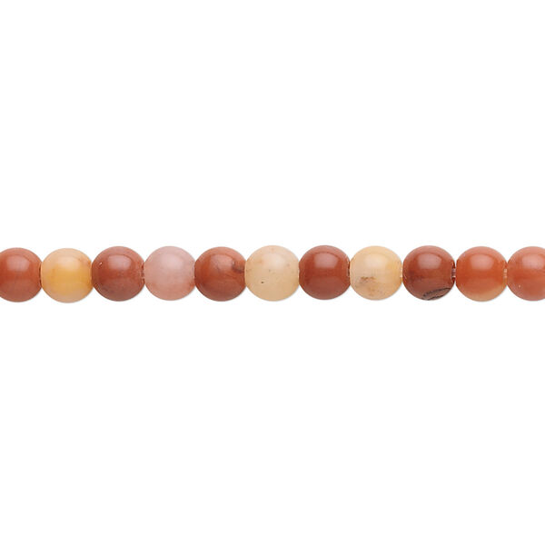 Bead, colonial jasper (natural), 4mm round, B grade, Mohs hardness 6-1/2 to 7. Sold per 15-1/2" to 16" strand. image number 0