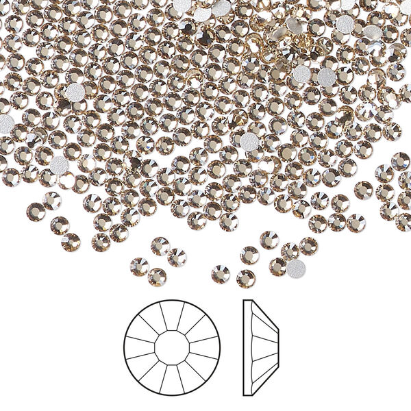 Flat back 1440pk crystal honey foil back, Preciosa Viva 12® Czech crystal rhinestone 1.9-2.1mm chaton rose round SS6 image number 0