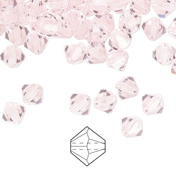 Bead 24pk pink sapphire, Preciosa Czech crystal 6mm bicone image number 0