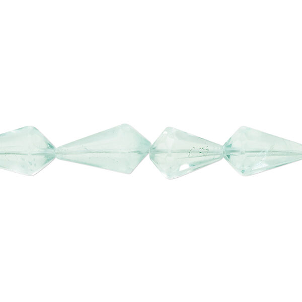Green fluorite 1pkg1, hand-cut faceted teardrop bead natural B grade, 8 inch 10x7mm-14x8mm image number 0