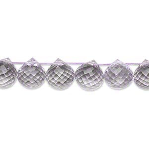 Bead, lavender amethyst (natural), 8x8mm-9x8.5mm hand-cut top-drilled faceted teardrop, B grade, Mohs hardness 7. Sold per pkg of 10. image number 0