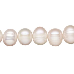 Freshwater pearl 1pkg1, semi-round, 14 inch peach satin 10-11mm cultured
