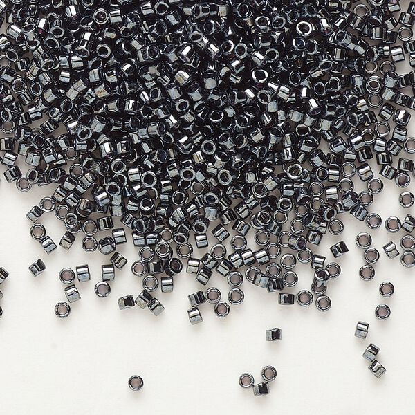 Seed bead, Delica®, glass, pkg/50g, #11 round, opaque metallic gunmetal (DB-0001). image number 0