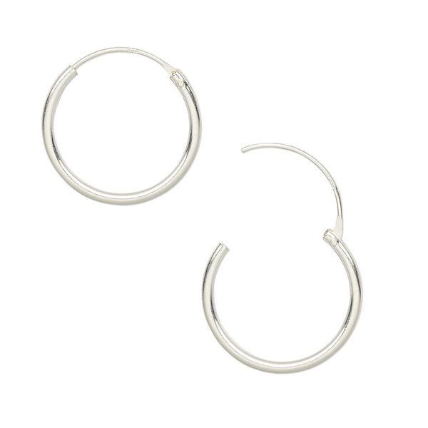Earring, sterling silver, 16mm round hoop with endless-loop closure. Sold per pkg of 4 pairs. image number 0
