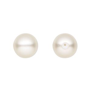 Pearl 45pk white, Preciosa Czech crystal 12mm half-drilled round
