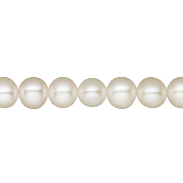 Pearl, White Lotus™, cultured freshwater (bleached), white, 7-7.5mm semi-round, B+ grade, Mohs hardness 2-1/2 to 4. Sold per 15-1/2" to 16" strand. image number 0