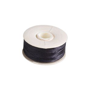 Thread, Nymo®, nylon, black, size D. Sold per 64-yard bobbin.
