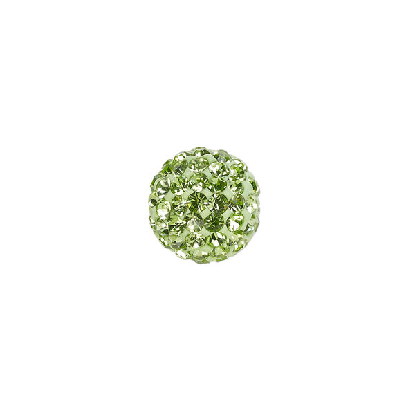 Bead, glass rhinestone / epoxy / resin, green, 12mm round. Sold individually. image number 0