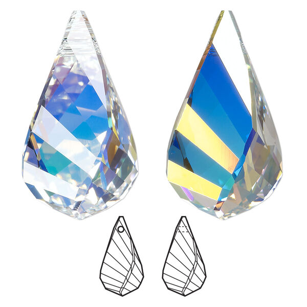 Focal 1pk crystal AB, Crystal Passions® 30x16mm pendant helix 6020 image number 0