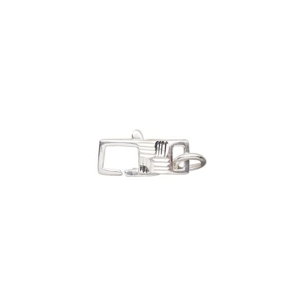 Clasp lobster claw 1pkg1 sterling silver, 13x5mm diamond-cut rectangle / 5mm 18 gauge jump ring, 1-strand image number 0