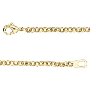 Chain, gold-finished brass, 3mm rolo, 18 inches with lobster claw clasp. Sold individually.