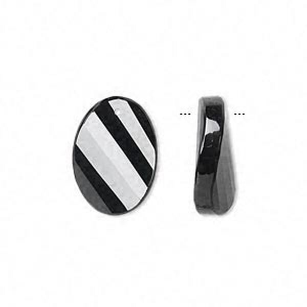 Drop, black spinel (natural), 16x12mm hand-cut faceted twisted oval, B grade, Mohs hardness 8. Sold per pkg of 2. image number 0