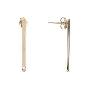Earstud 1pkg2 14Kt gold-filled, 26x2mm bar / earnuts, 1 pair
