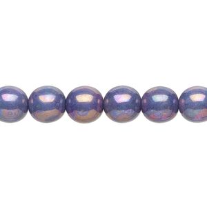 Bead, Czech glass druk, opaque light blue nebula, 8mm round. Sold per 15-1/2" to 16" strand.