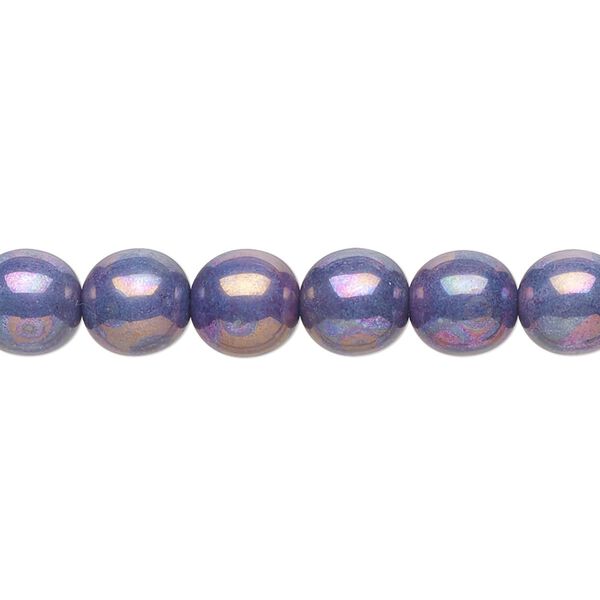 Bead, Czech glass druk, opaque light blue nebula, 8mm round. Sold per 15-1/2" to 16" strand. image number 0