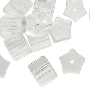 Bead, pressed glass, clear, 11x10mm pentagon. Sold per 2-ounce pkg, approximately 25 beads.