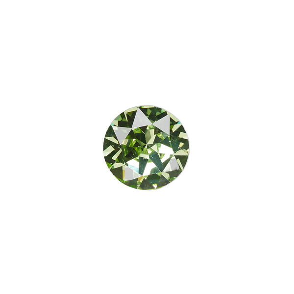Chaton, crystal rhinestone, peridot green, foil back, 12.97-13.22mm faceted round, SS55. Sold per pkg of 2. image number 0