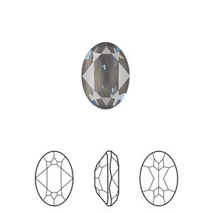 Fancy stone 1pk crystal dark grey ignite LacquerPRO, Crystal Passions® 14x10mm oval 4120
