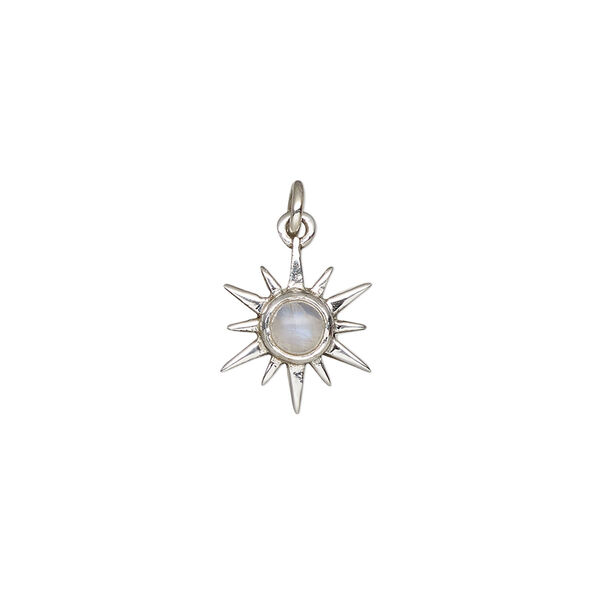 Rainbow moonstone / sterling silver 1pkg1, open star drop natural antiqued 12x12mm image number 1