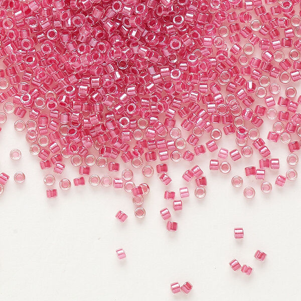 Seed bead, Delica®, glass, pkg/50g, #11 round, translucent rose-lined luster crystal clear (DB-0914). image number 0