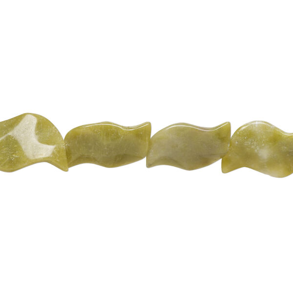 Olive new "jade" 1pkg1, wavy curve bead natural, 15 inch 39x25mm-41x27mm image number 1