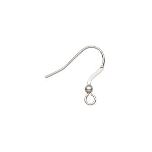 Ear wire fishhook 1pkg20, 13mm flat / 2.5mm ball / open loop, 21 gauge stainless steel 10 pair