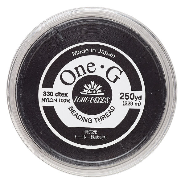 Thread, TOHO BEADS®, One-G™, nylon, black, size 0. Sold per 250-yard spool. image number 0
