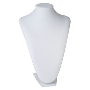 Display, necklace, velveteen and steel, white, 12-1/4 x 8-1/4 x 6-1/2 inches. Sold individually.