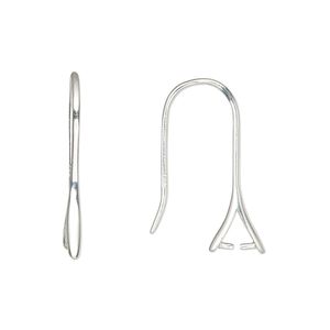 Ear wire fishhook 1pkg2 sterling silver, 23mm / ice-pick bail / 3mm grip length, 20 gauge 1 pair