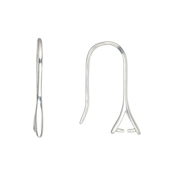 Ear wire fishhook 1pkg2 sterling silver, 23mm / ice-pick bail / 3mm grip length, 20 gauge 1 pair image number 0
