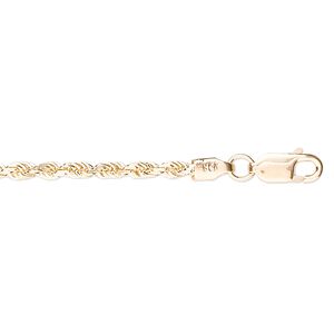 Chain 1pkg1 14Kt gold French rope, 2mm diamond-cut / lobster claw clasp, 6.5 inch
