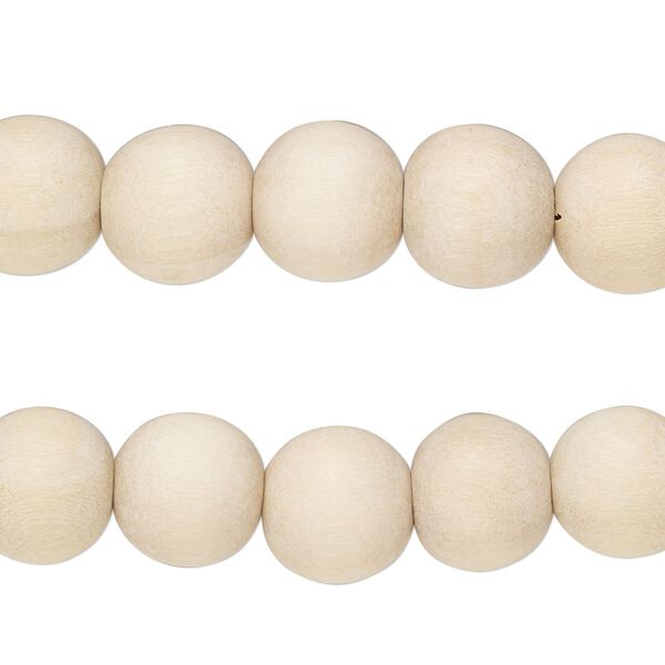 Bead, Taiwanese cheesewood (natural), pkg/(2) 16 inches, 10mm center-drilled round. image number 0