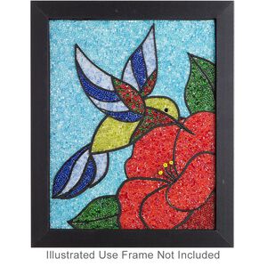 Sabrina Frey Bead Mosaic™ Starter Kit, glass / medium-density fiberboard / glue, pkg/1, multicolored, 8x10 inches with "Hummingbird" design.