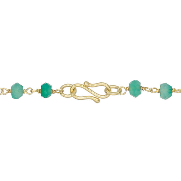 Necklace, green onyx (dyed) and gold-finished sterling silver, 3.5-4mm hand-cut faceted rondelle, 18 inches with S-hook clasp. Sold individually. image number 1