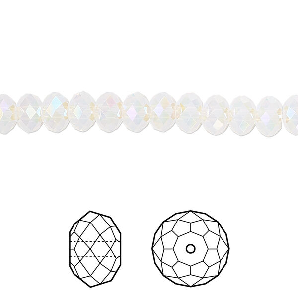 Bead 12pk white opal shimmer 2X, Crystal Passions® 6x4mm rondelle 5040 image number 0