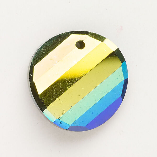 Drop cubic zirconia 1pk 28mm faceted twist, opaque jet AB image number 0