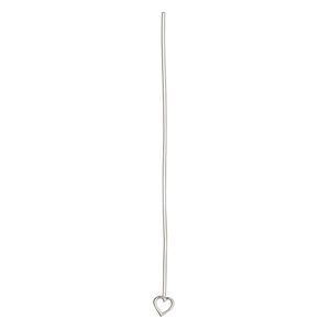 Head pin 1pkg1 sterling silver, 2 inches with 3.5mm open heart, 22 gauge.