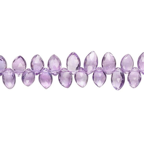 Amethyst 1pkg1, hand-cut top-drilled faceted puffed marquise bead natural 8 inch 7x4mm-7x5mm image number 0
