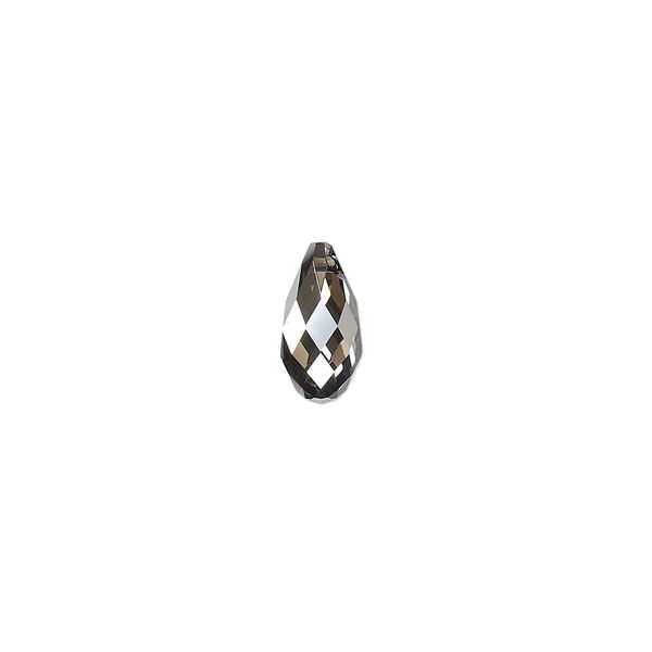 Briolette 2pk crystal silver night, Crystal Passions® 11x5.5mm pendant drop 6010 image number 0