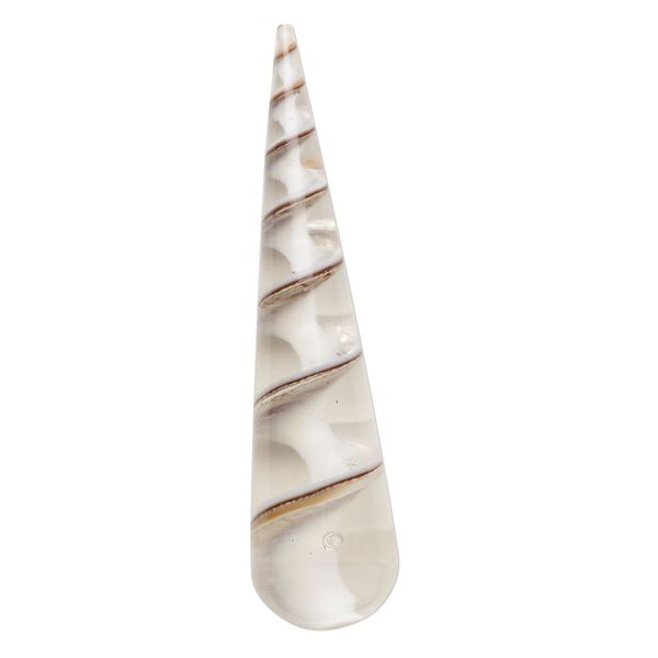 Focal, screw turritella shell and resin (assembled), clear, 45x12mm top-drilled cone, Mohs hardness 3-1/2. Sold individually. image number 0