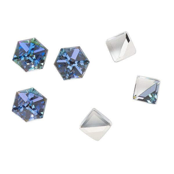 Flat back 6pk crystal heliotrope, Preciosa Czech crystal rhinestone 6mm cube image number 0